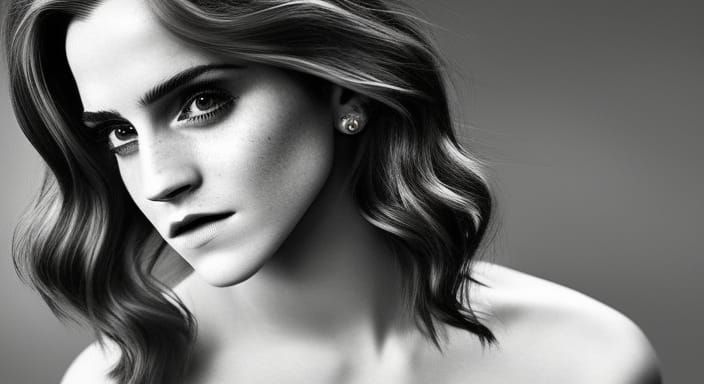 Emma Watson in Cyberpunk Cityscape: Hyperrealistic Portrait