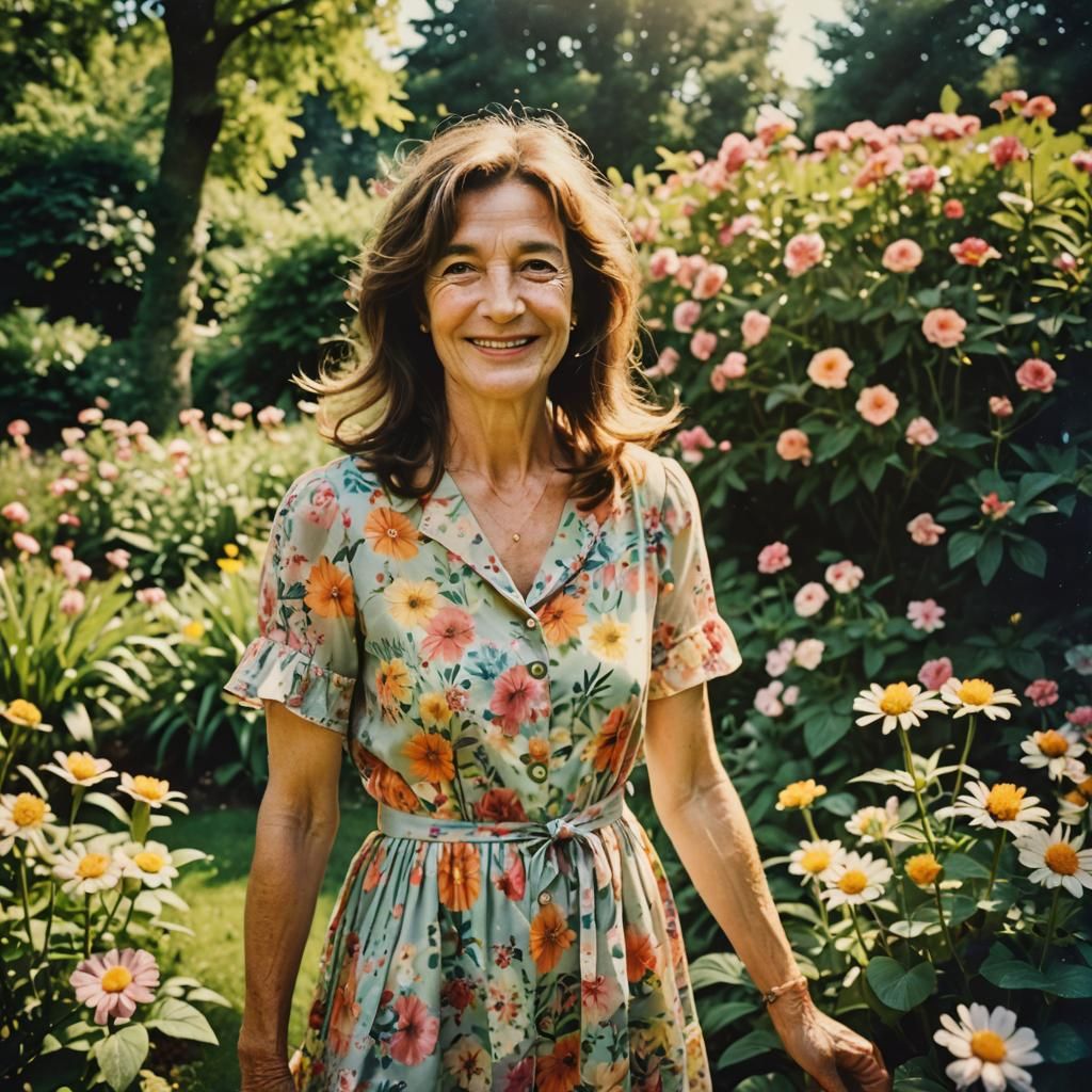 Vintage Instant Photography.  
Portrait of a Happy Woman