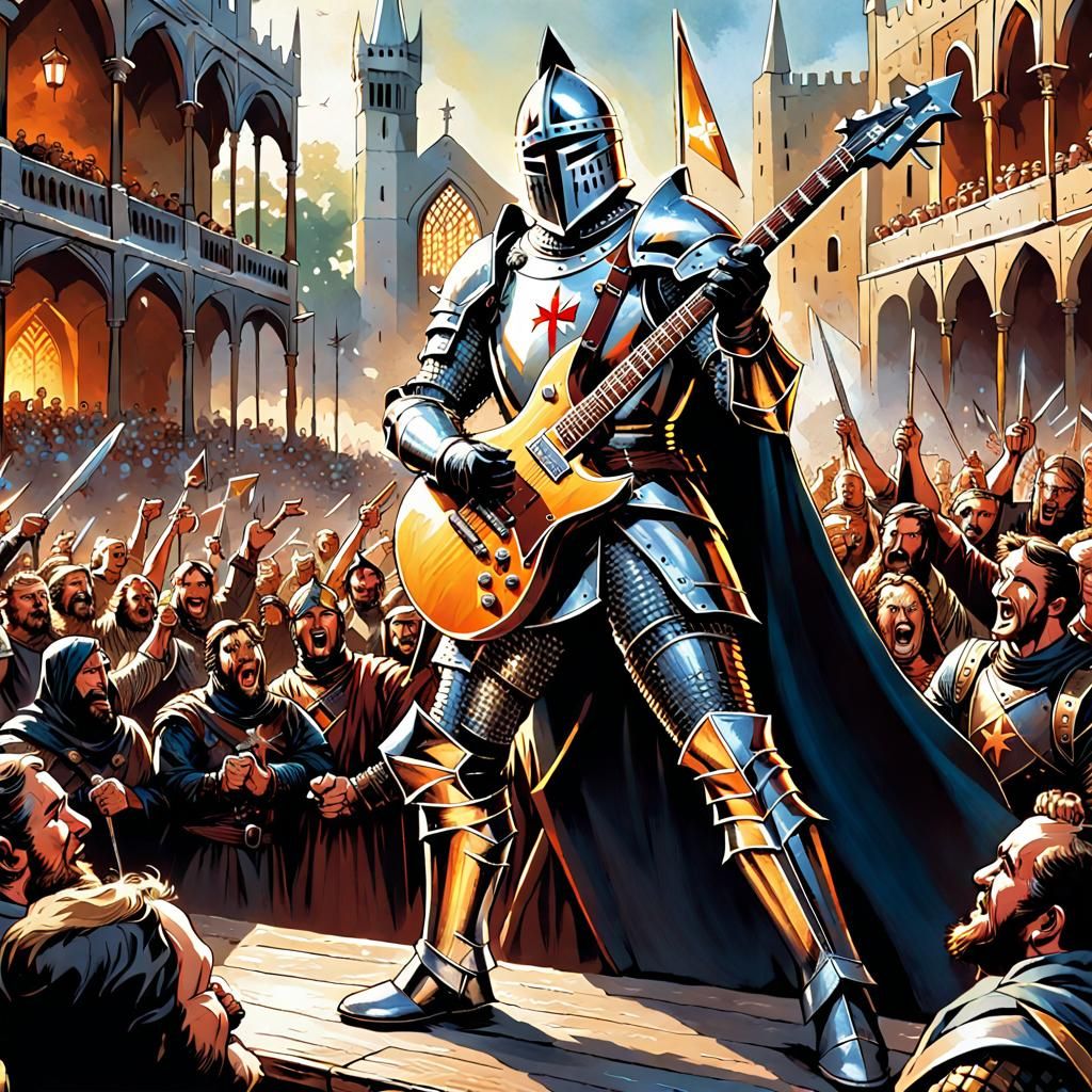 Crusader Knight Rocks Acre in Comic Book Art