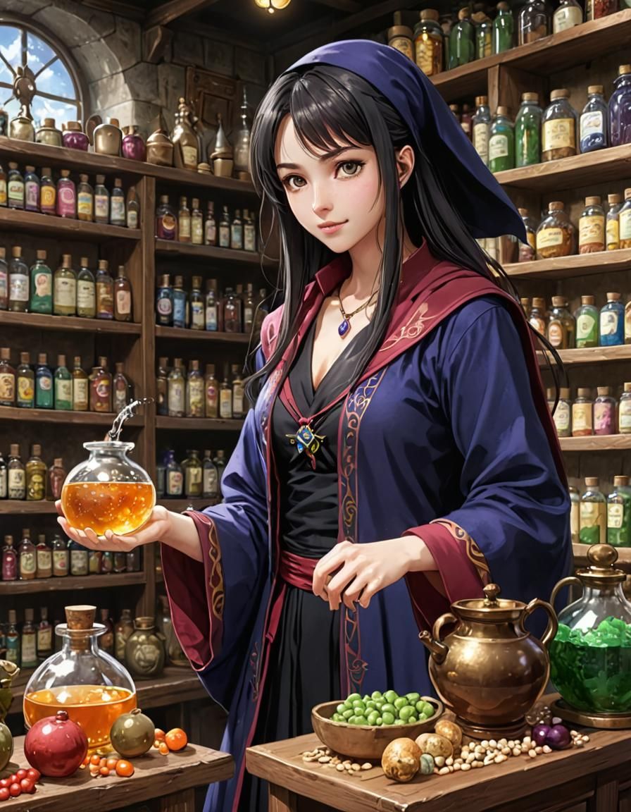 Sorceress in Magic Shop, Anime Style