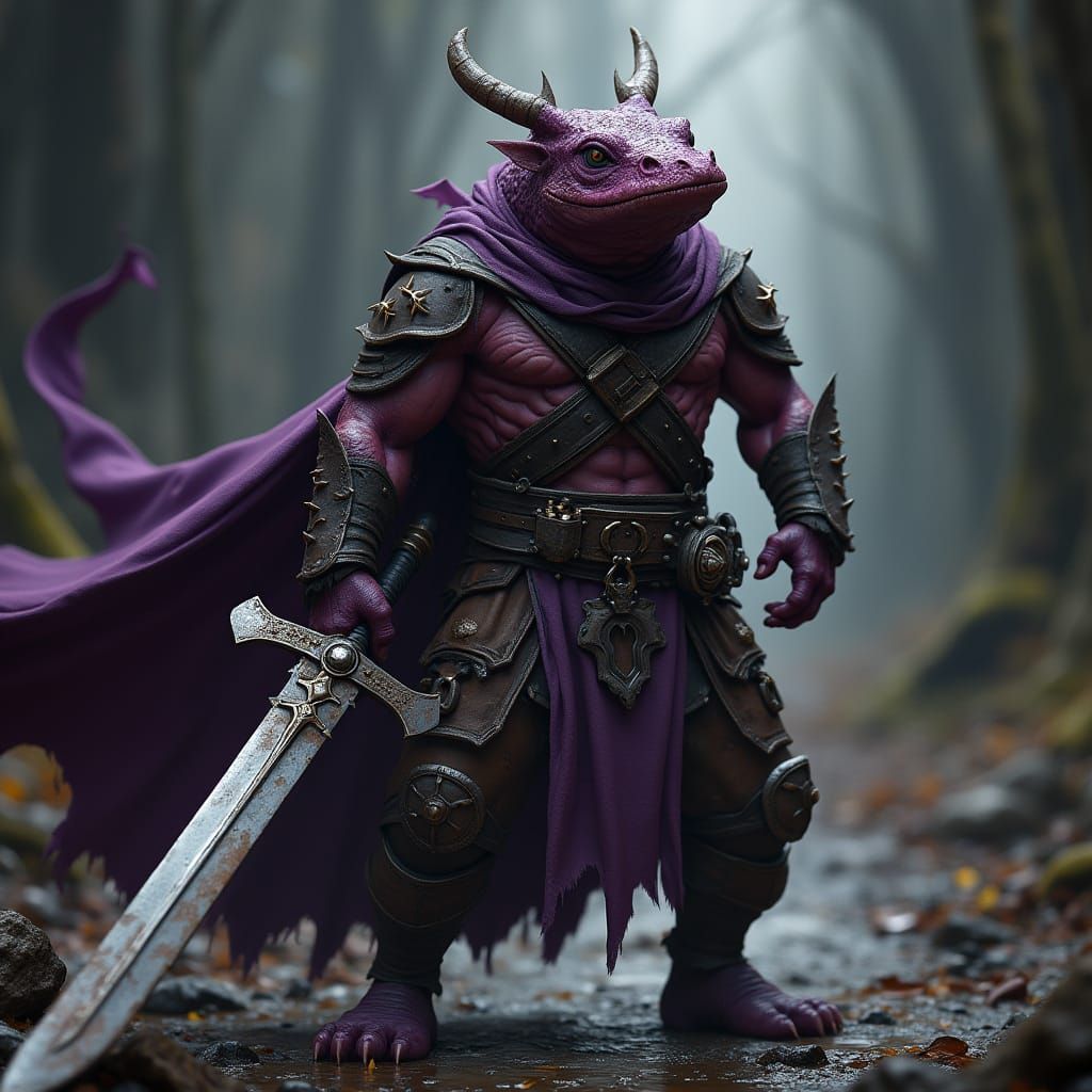 Axolotl Barbarian Warrior in Dark Fantasy Art