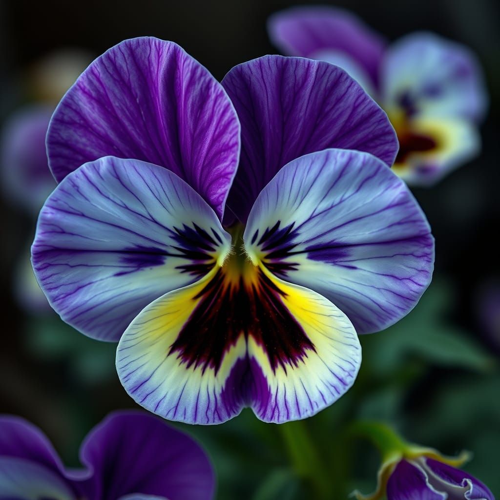 Hyperrealistic Pansies Flower Close-up in High Definition