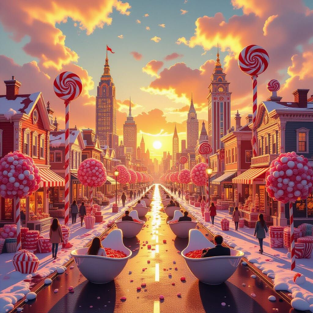 Candy City Street Scene with Chocolate Road
