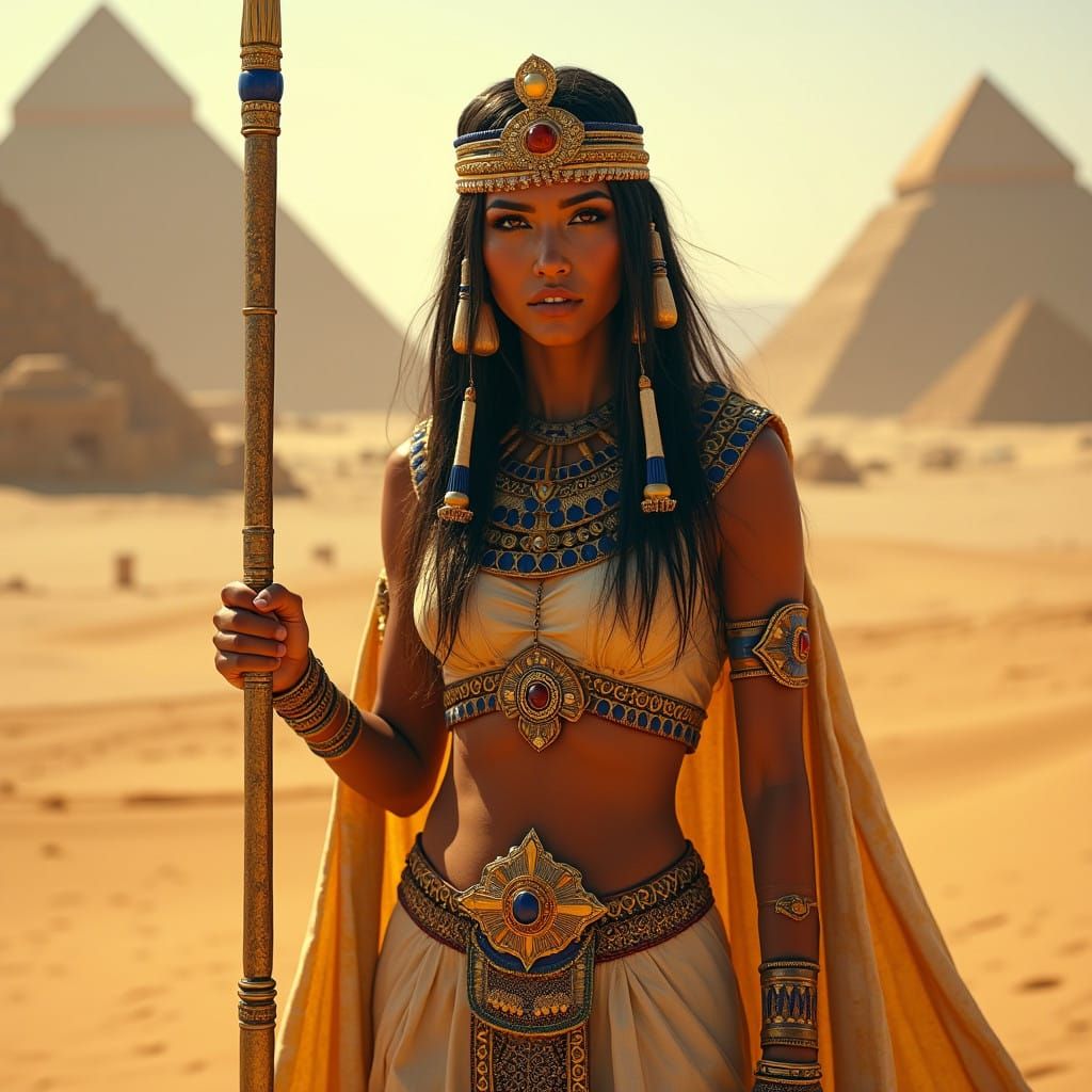 Egyptian Female Warrior in Hyperreal Photoreal Style