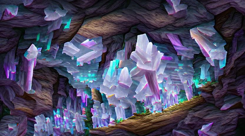 Luminous Crystal Cavern with Glowing Formations