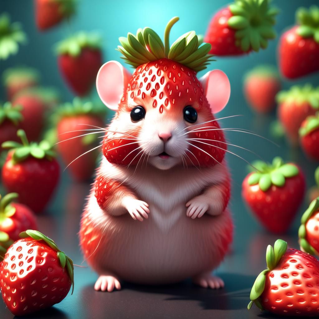 Hybrid Hamster with Strawberry