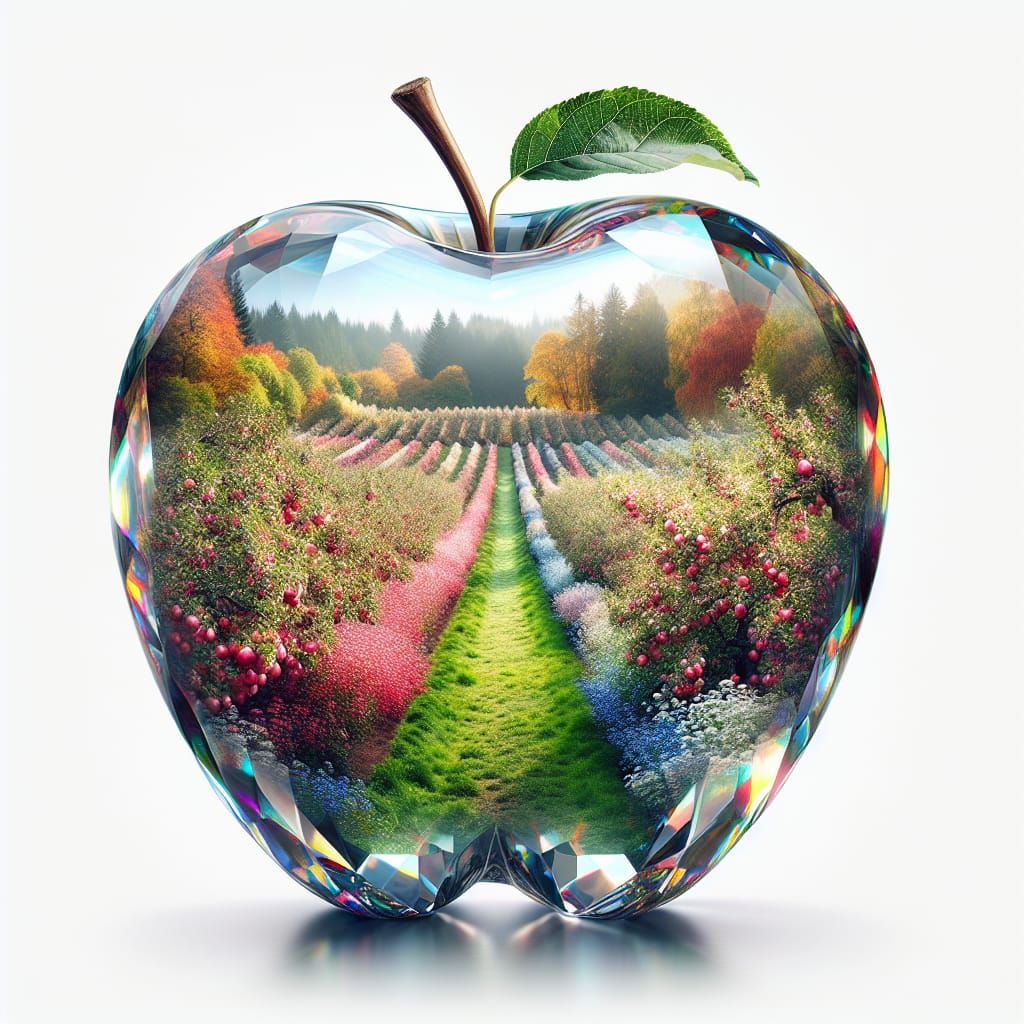 Crystal Apple with Vibrant Orchard