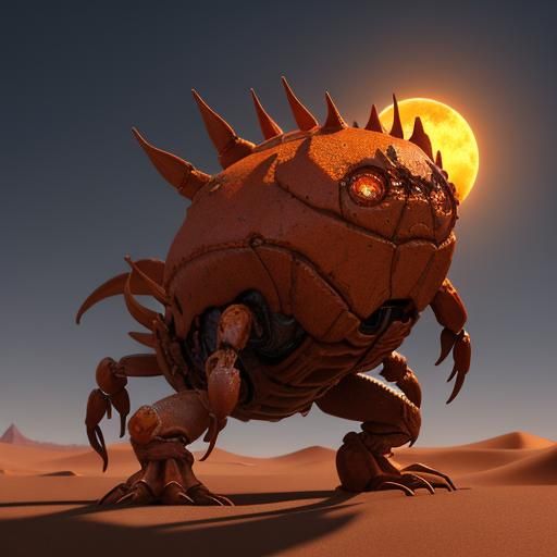 Red Sandstone Creature in Desert Sunset