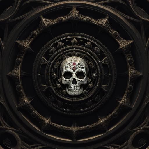 Close Up Sugar Skull in Spirals, Horror Aesthetic