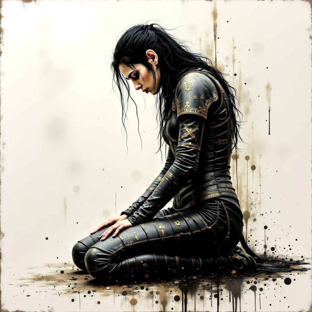 Elven Warrior Reflects on Ancient Battle in Double Exposure