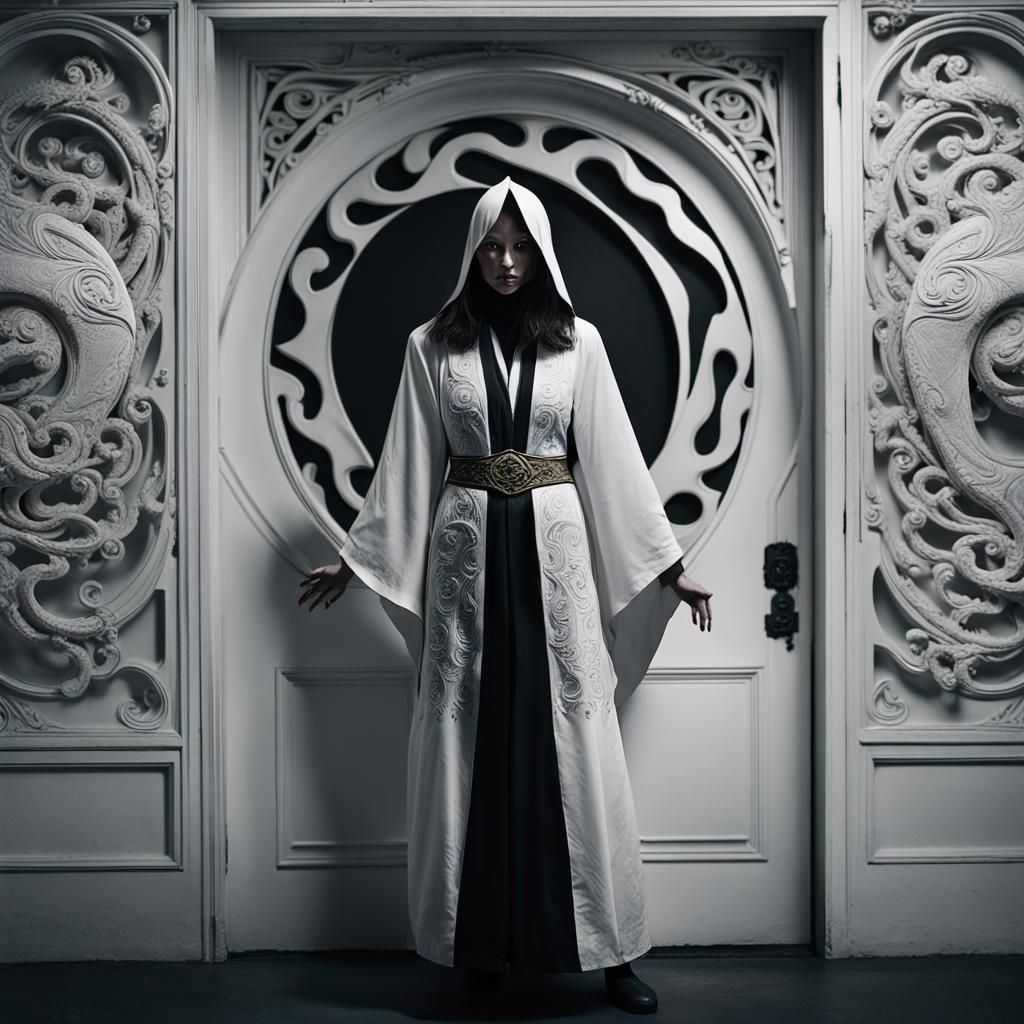 Yin Yang Masked Wizard in a Dramatic Scene