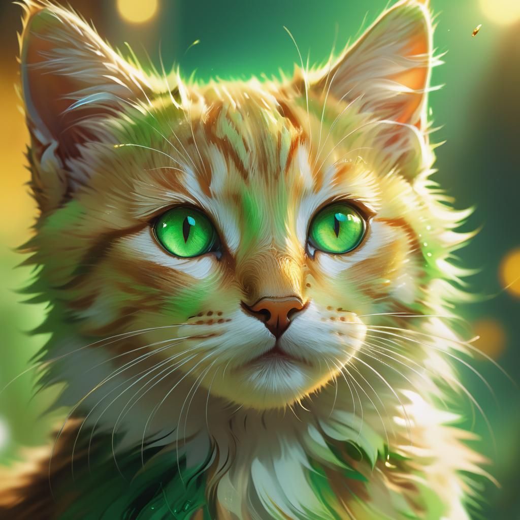 Emerald-Eyed Kitten Portrait in Fantasy Concept Art