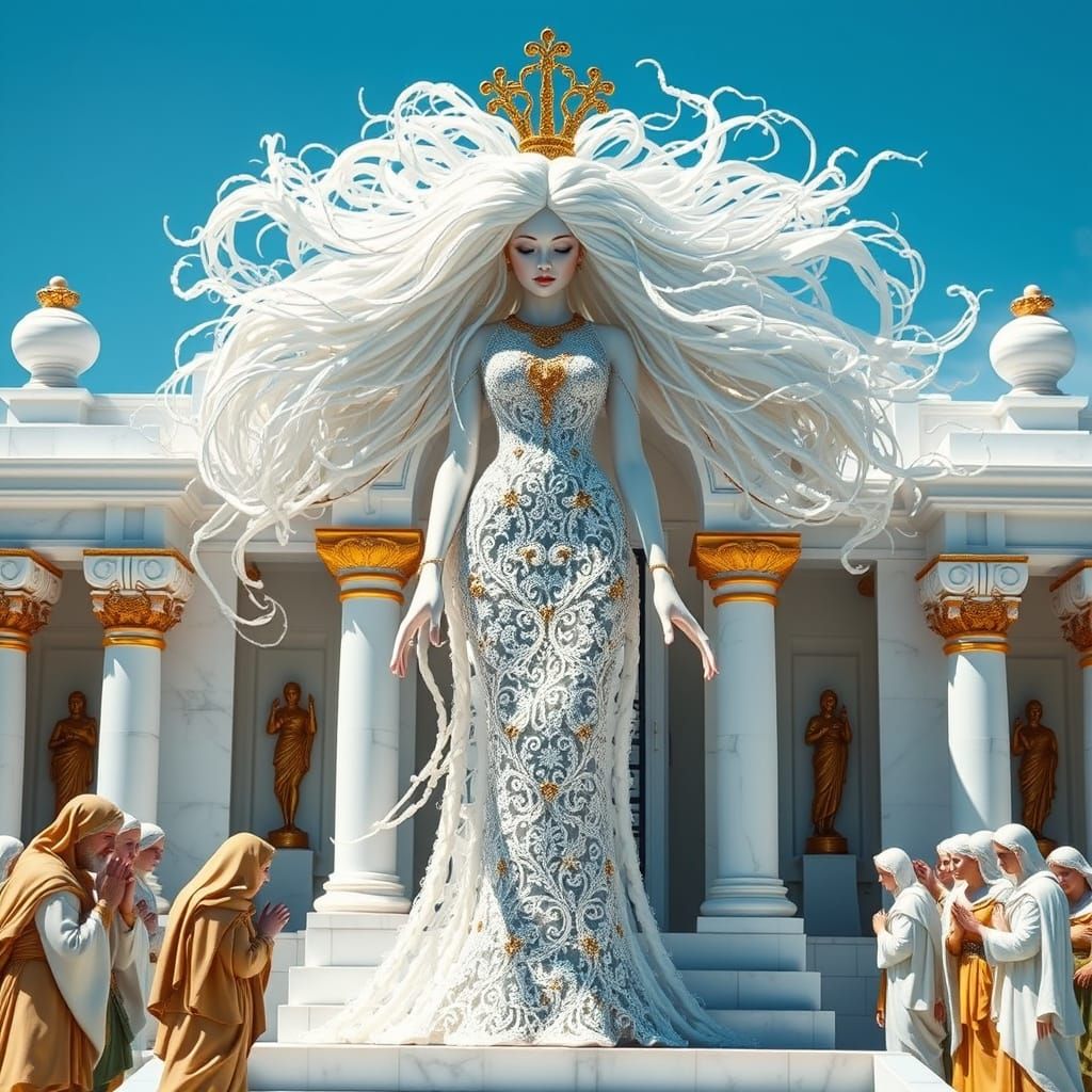 Albino Goddess in Porcelain Wire Art Temple