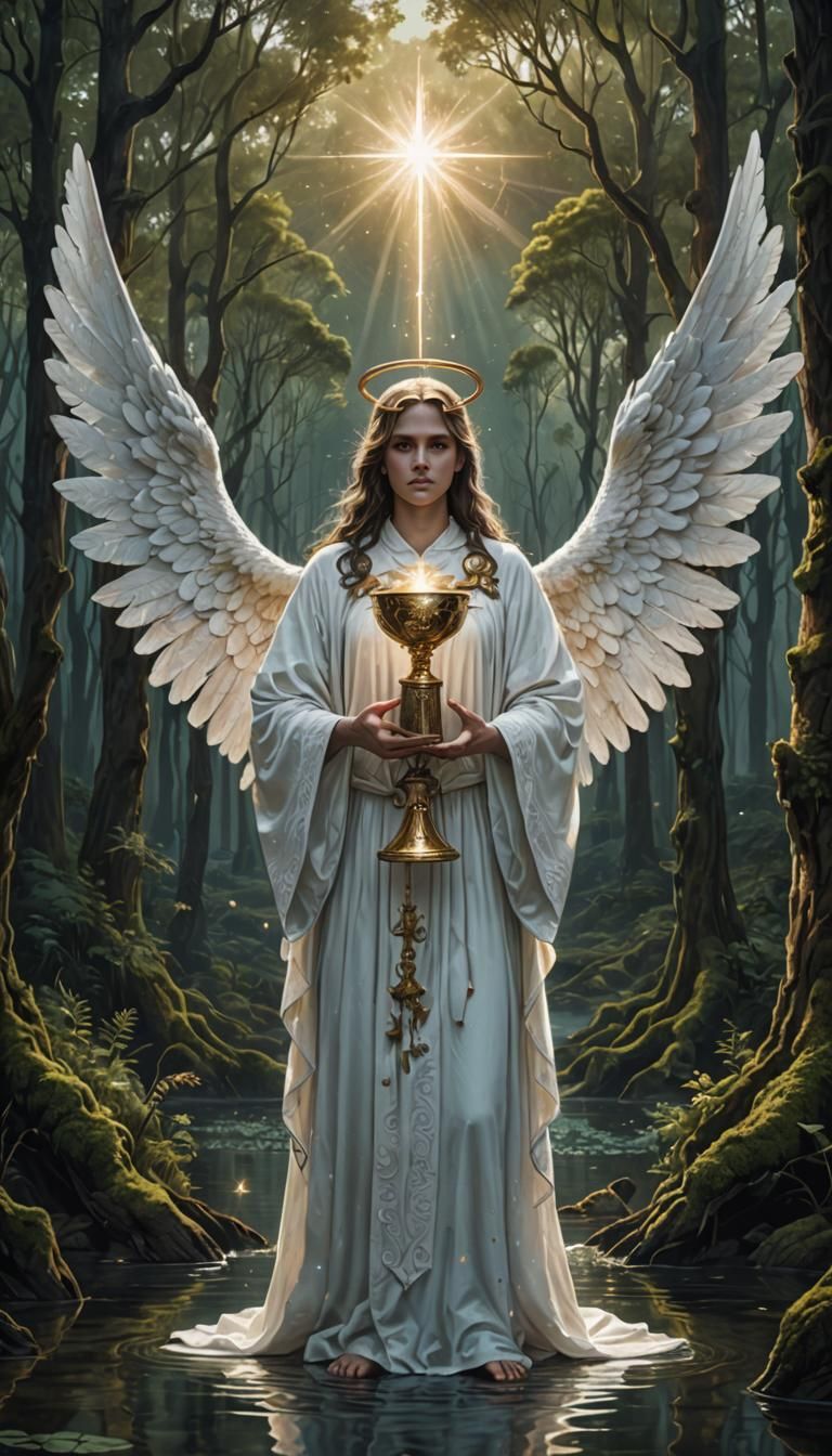 Angelic Figure with Chalices by Forest Lake