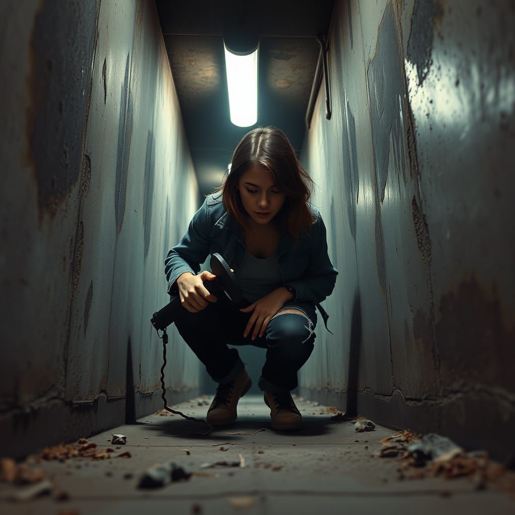 Sam Crawls Through a Dark, Dimly Lit Passage