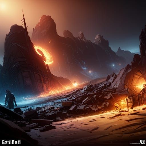 Dark Fantasy Battlefield Concept Art in 8K