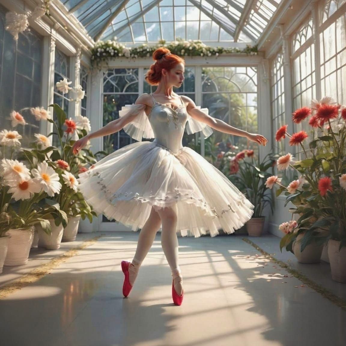 Ballerina Dancing in Conservatory, Ethereal Fantasy Art
