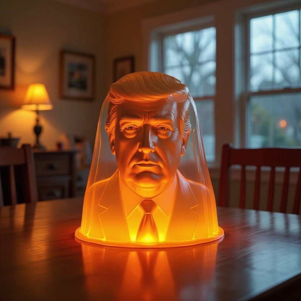 Ominous Jelly Trump: Hyperrealistic LED Portrait