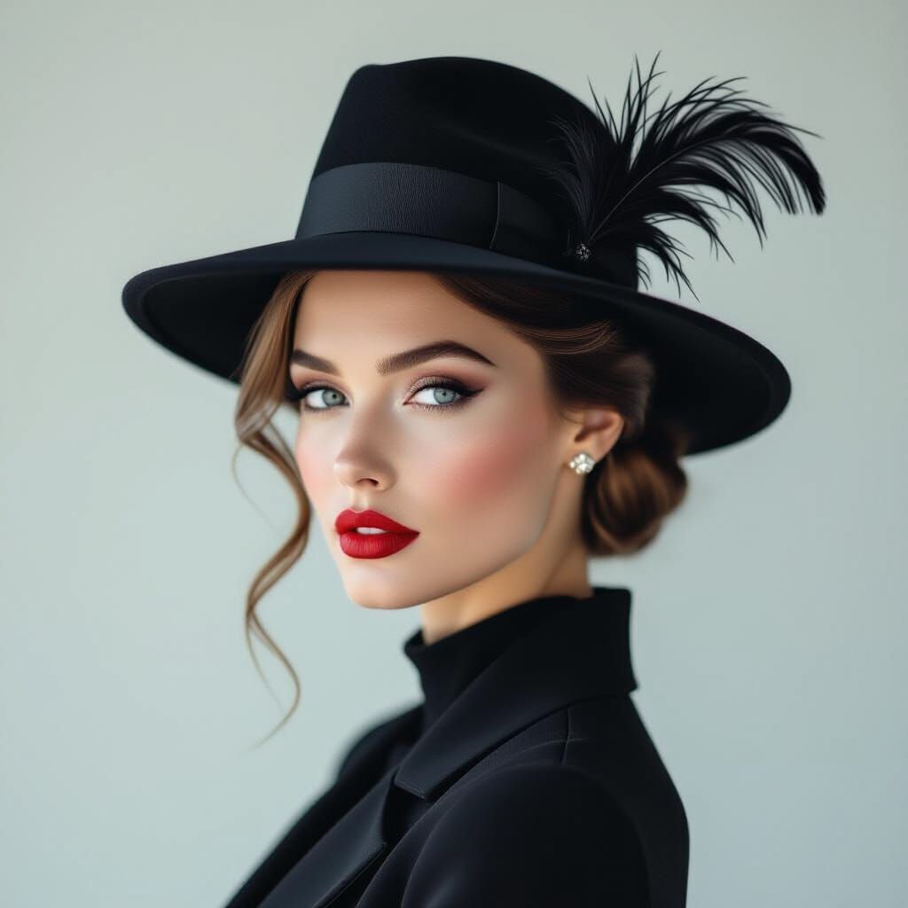 A captivating portrait of a beautiful woman with an elegant ...