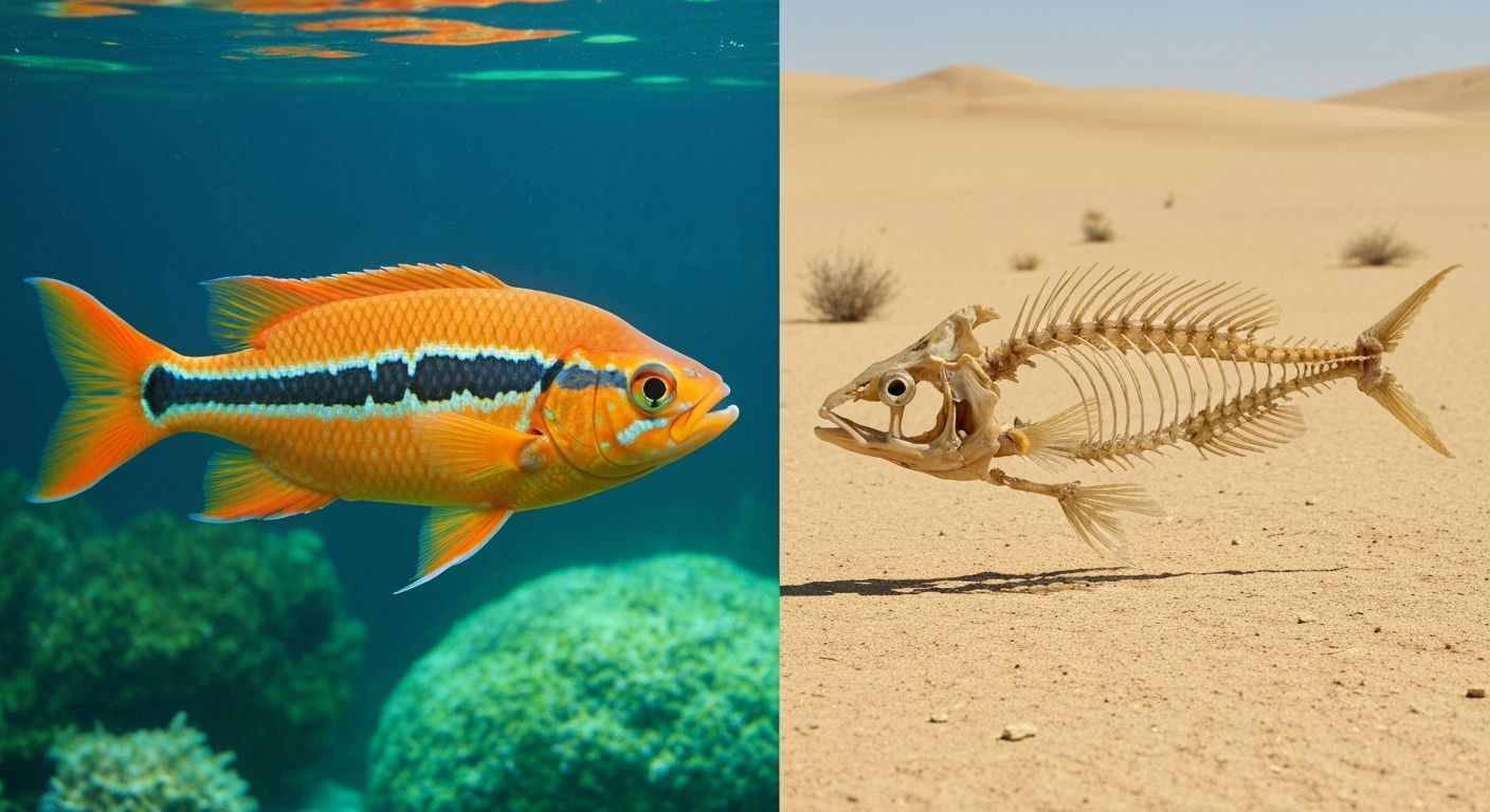 Contrasting Fish: Life and Death in Split Image