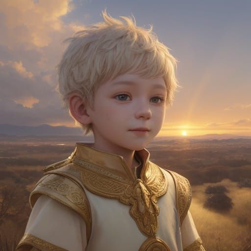 Child Paints the Sky at Sunset: Digital Art