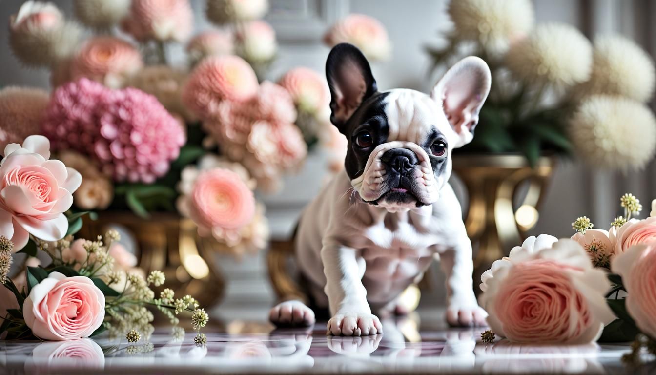 Hyperrealistic French Bulldog Puppy in Mystical Forest