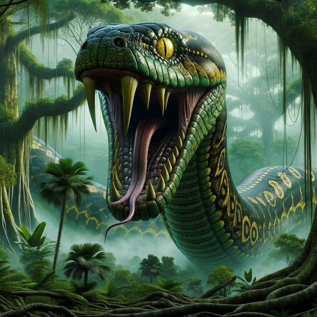 Gigantic Jungle Serpent from Guaraní Mythology in 4K