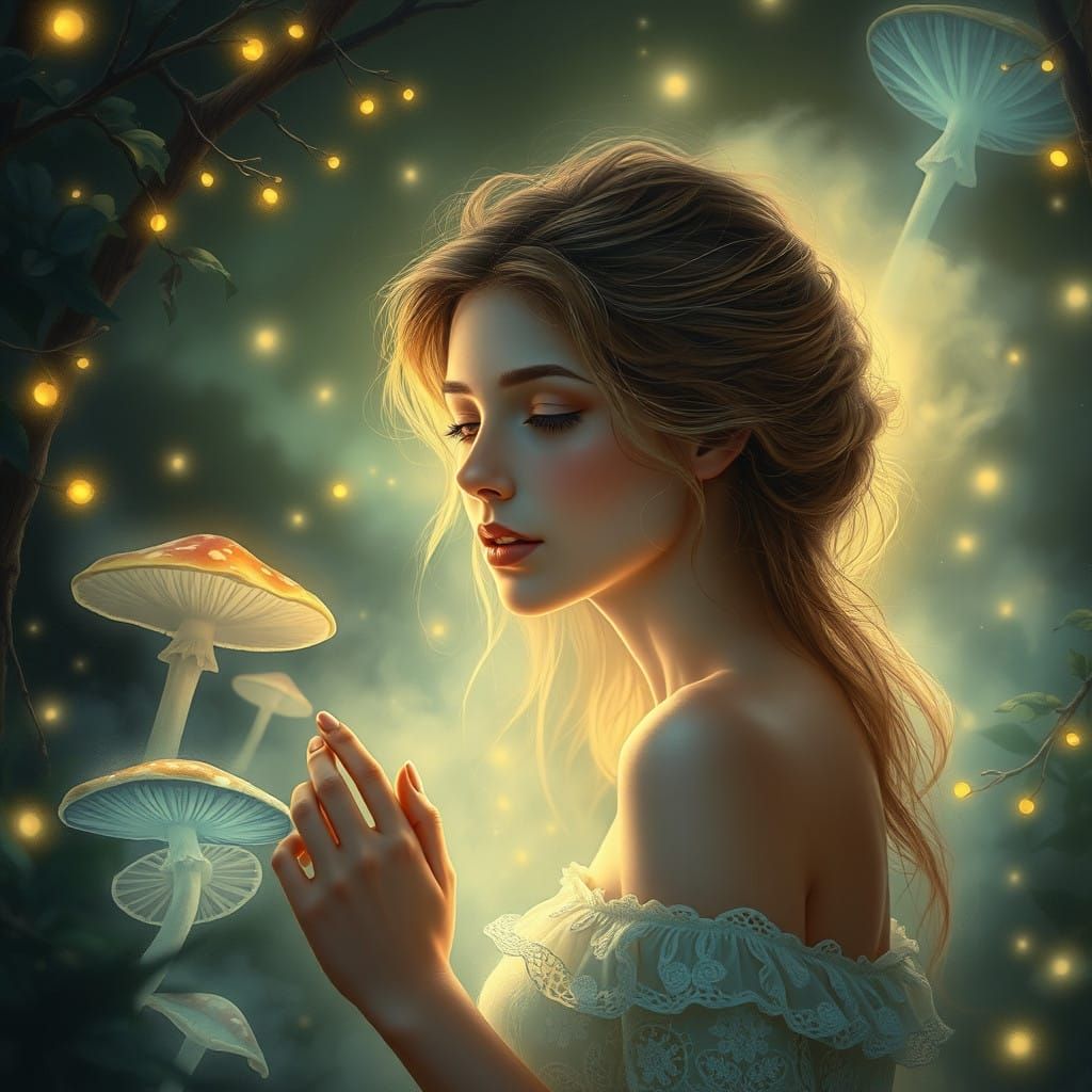 Ethereal Maiden Lost in Enchanted Forest