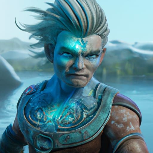 Arctic Water Genasi Druid: Fantasy Concept Art