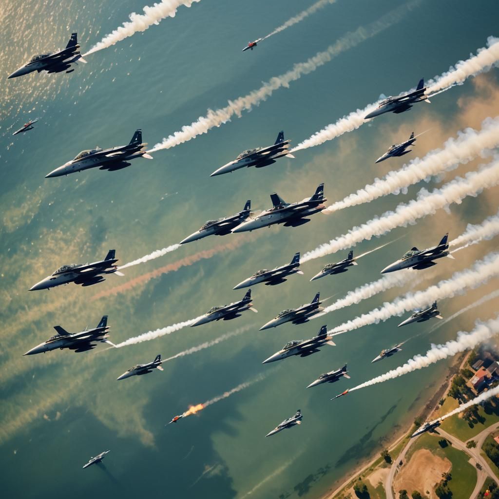 Navy Fleet and Jets in Aerial Gas Drop