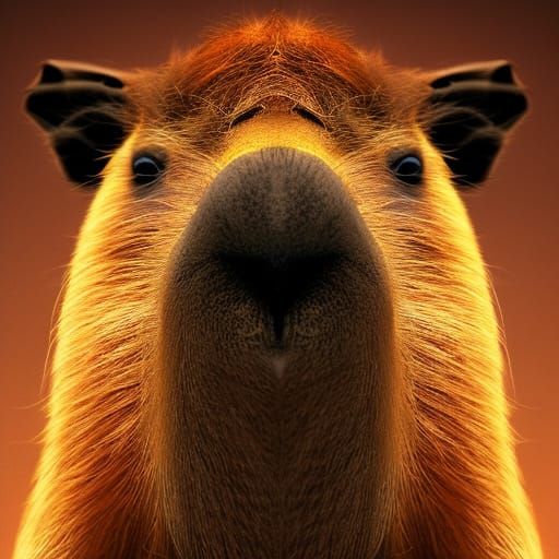 Hyperrealistic Capybara Portrait in Splash Art Style