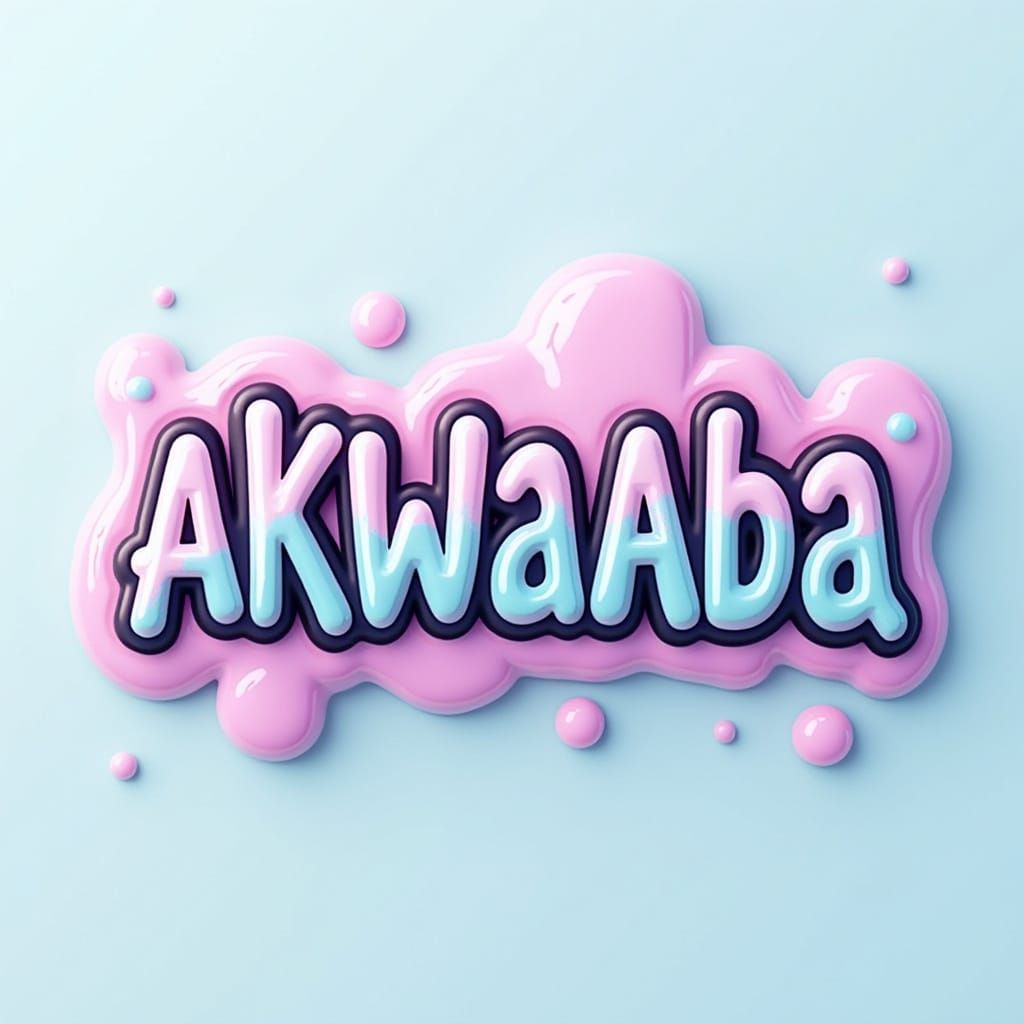 Akwaaba in Cartoon Bubble Style with Glossy Texture