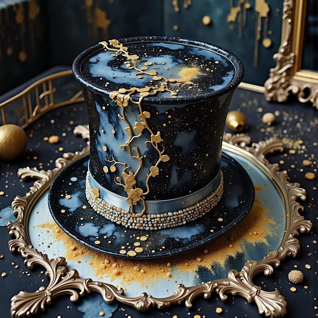 Surreal Top Hat with Sand, Dreamlike Illustration