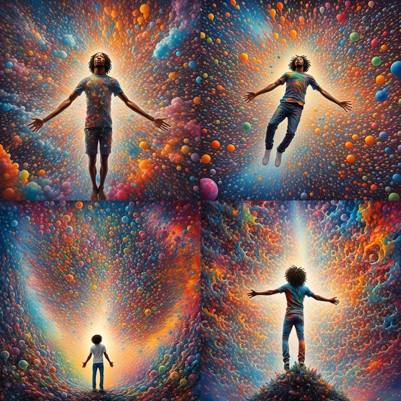 Abstract Person Reaching Sky: Psychedelic Digital Art