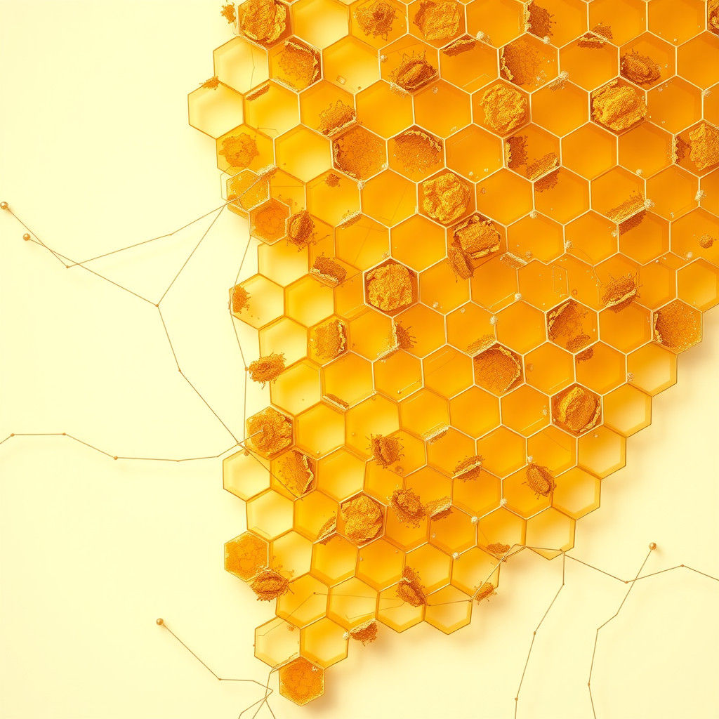 Honeycomb Glistening with Honey in Abstract Style