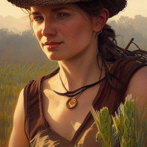 Celtic Farmer Harvesting Barley: Hyperdetailed Portrait