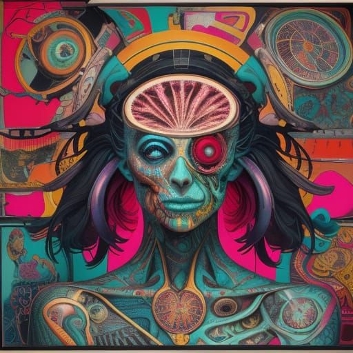 Surreal Pop Art Brain Visualizing Executive Dysfunction