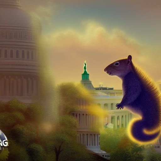Giant Squirrel Attacks Washington DC: Fantasy Concept Art
