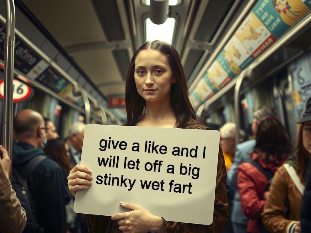 Mona Lisa in Crowded Subway Car