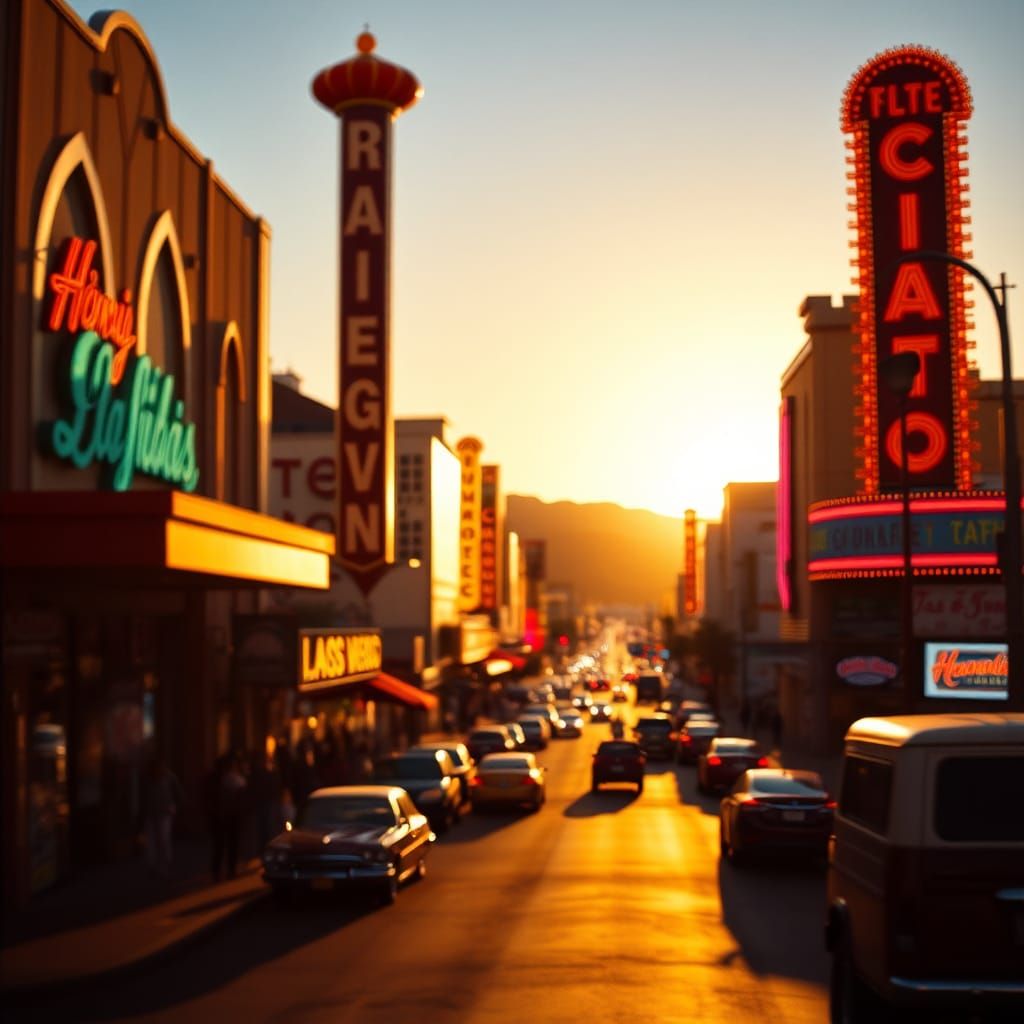 Las Vegas Strip, 1955: Nostalgic Cinematic Sunset