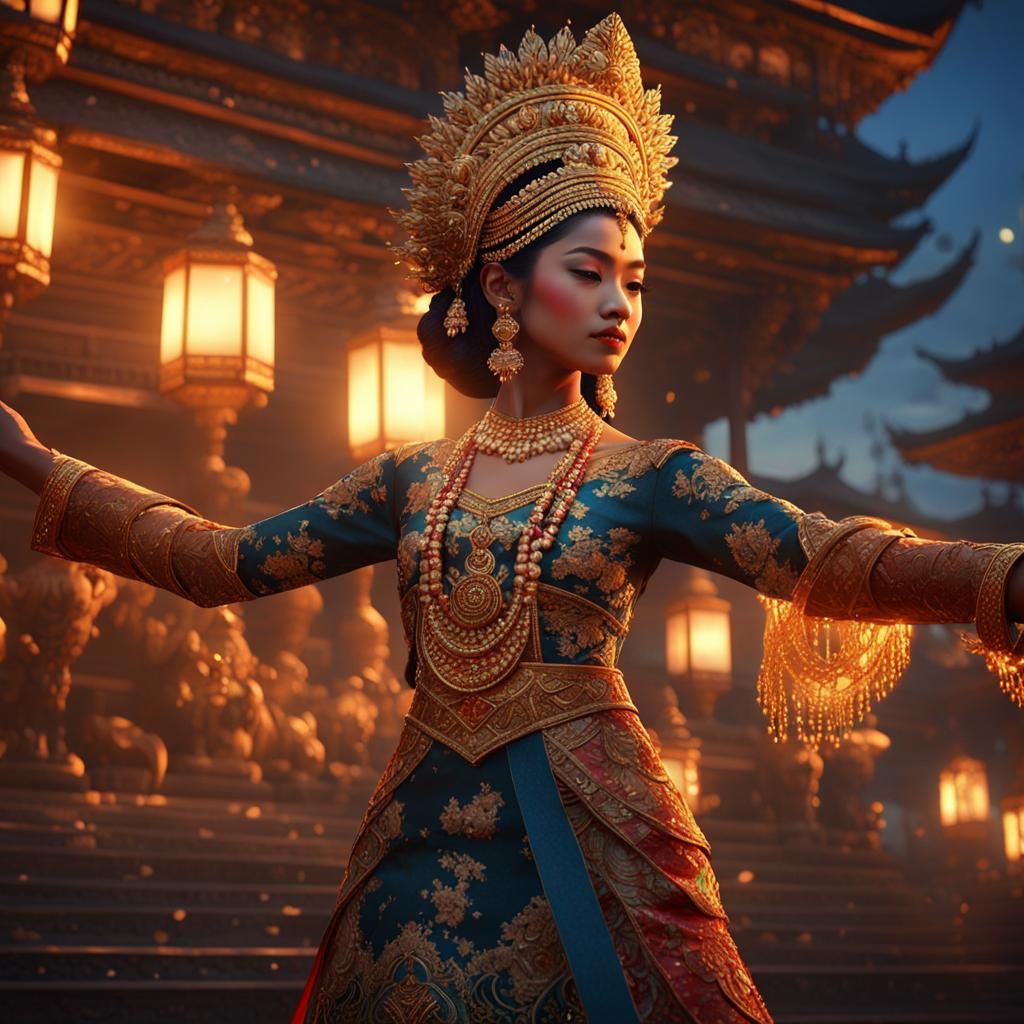 Balinese Girl's Legong Dance Fashion Shot