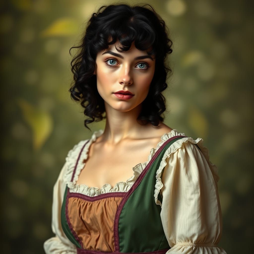 Pre-Raphaelite Portrait of a Medieval Milkmaid