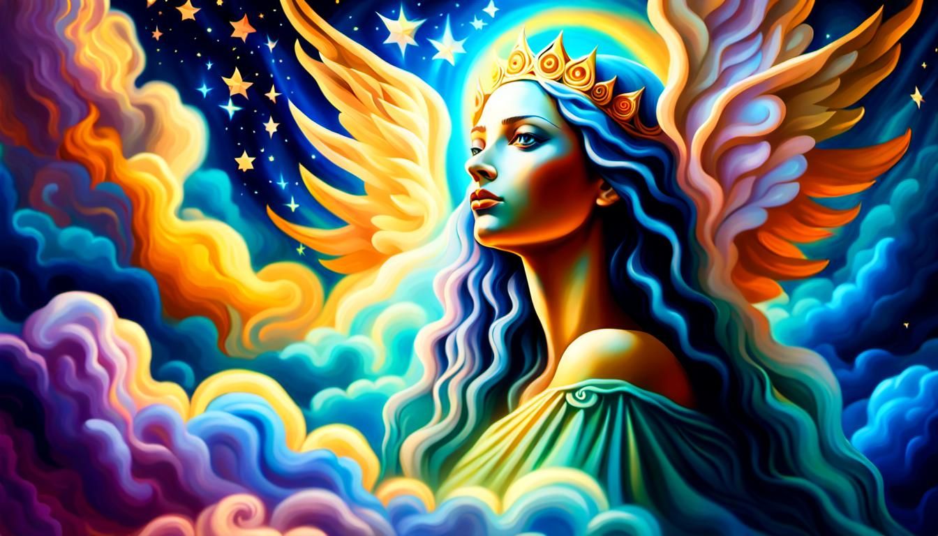 Divine Figure in Surrealist Oil Painting