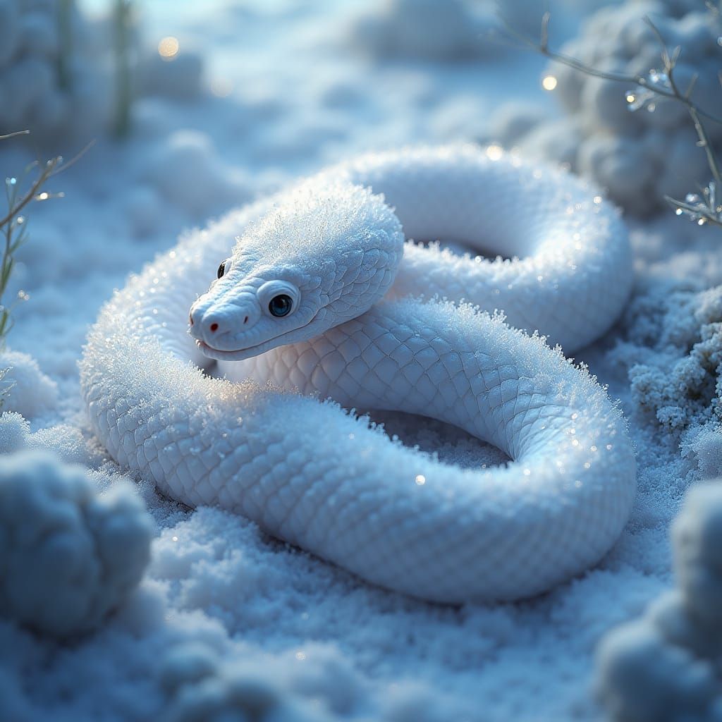 Snow Corn Snake in Frozen Wonderland