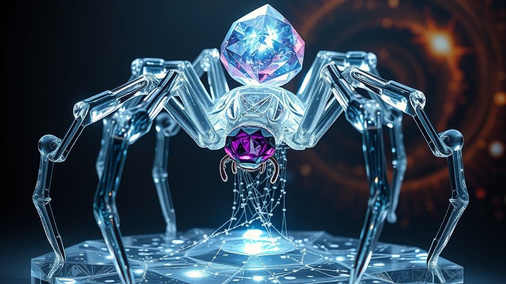 Glass Crystal Spider Weaving Starlight Map
