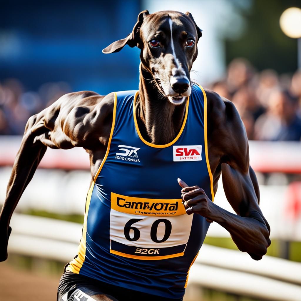 Detailed Greyhound Race Photography in Hyperrealism