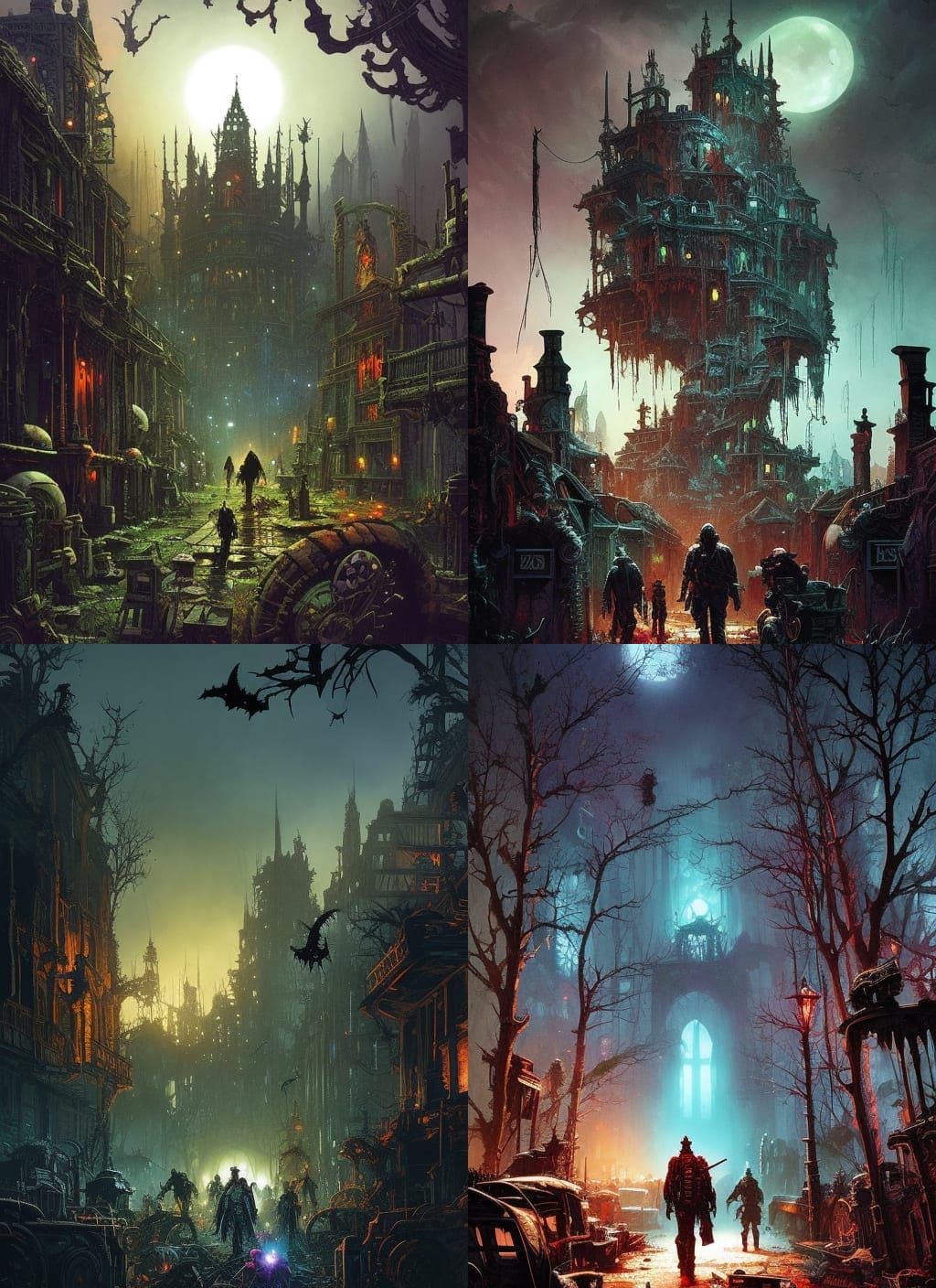 Zombie Horde Emerges from Crypt: Watercolor Art