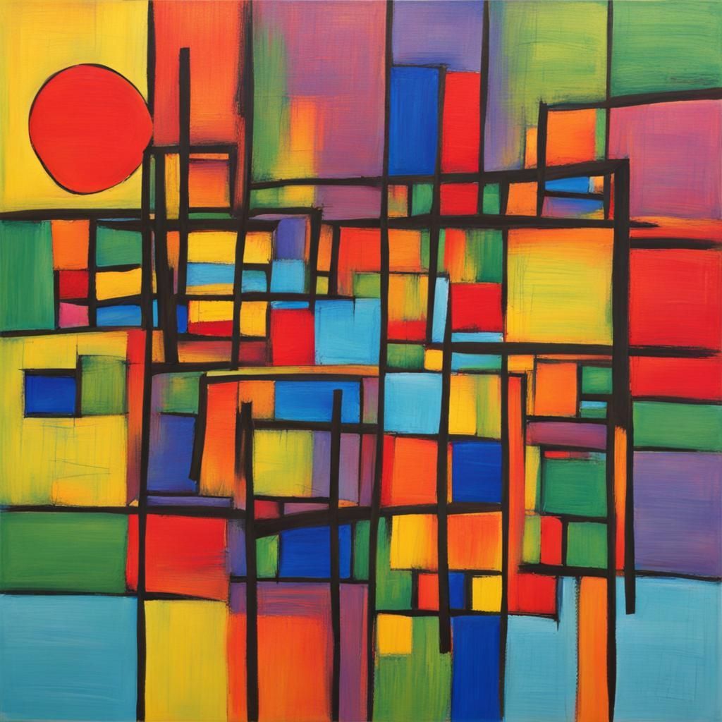 Abstract Classroom Scene with Teacher and Students