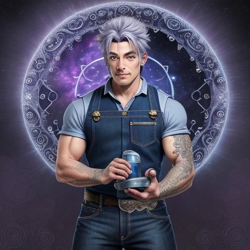 Anime Plumber Inside a Cosmic Magic Circle