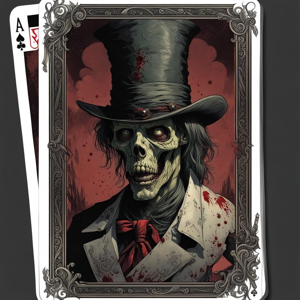 Zombie Ace of Spades Card in Horror Style